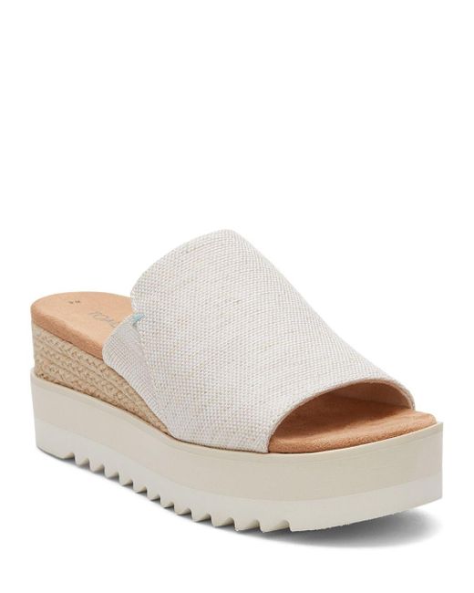 TOMS Diana Mule Platform Wedge Sandals in White | Lyst