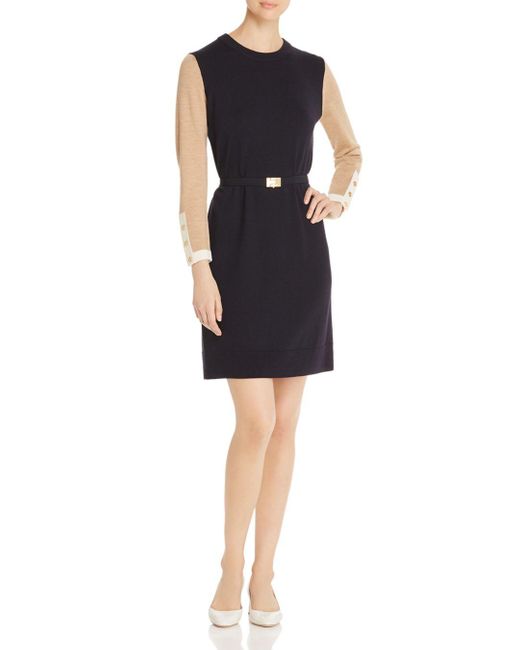 Tory Burch Wool Kendra Color Block Knit Dress in Blue Lyst