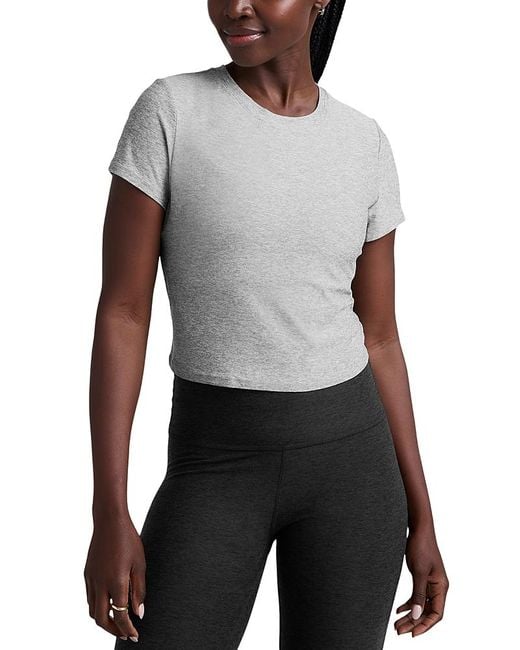 Beyond Yoga Gray Featherweight Cropped Tee