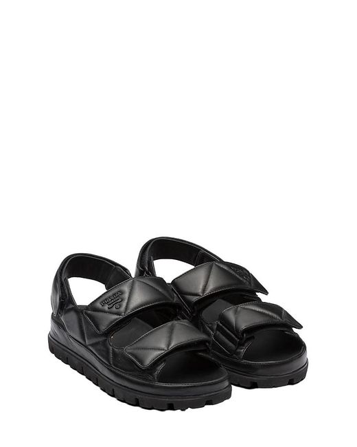 Prada Black Padded Nappa Leather Sandals