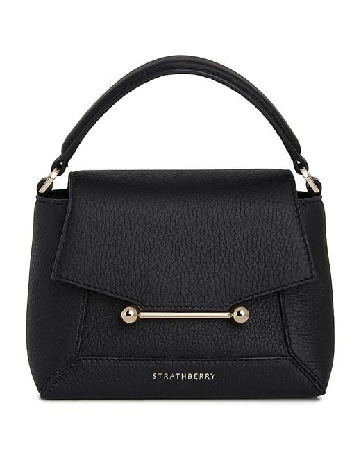 Strathberry Black Mosaic Nano Leather Top Handle Bag