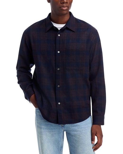 FRAME Blue Long Sleeve Button Front Wool Shirt for men