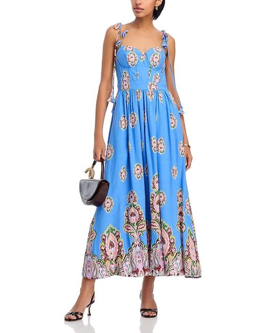 Aqua Blue Ombre Paisley Midi Dress- Exclusive