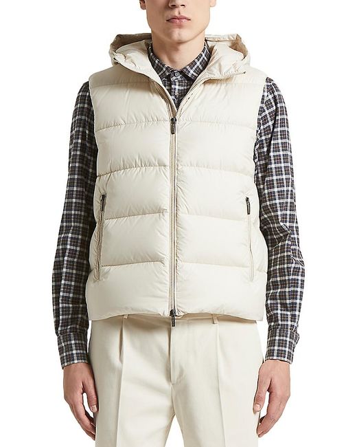 Peserico Gray Hooded Puffer Vest for men