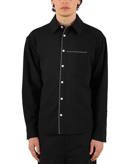 KROST Black Blanket Stitch Shirt for men