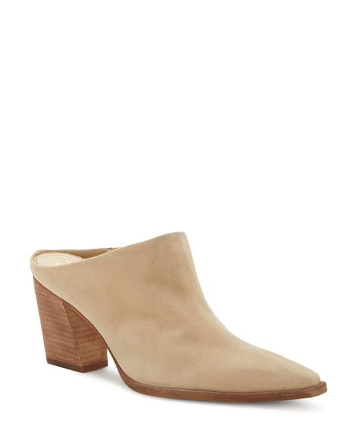 Vince Camuto Suede Egwenny Pointed Toe Block Heel Mules in Brown | Lyst