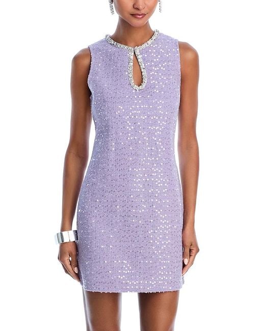 Aqua Women's Purple Sequined Sheath Dress