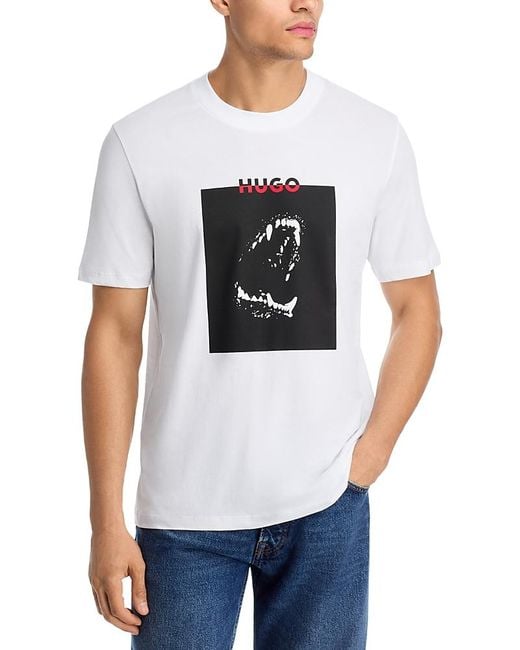 HUGO White Dobero Graphic Tee for men