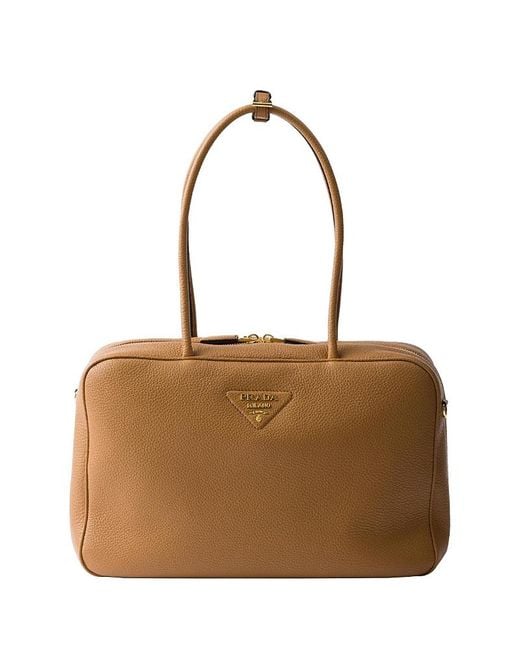 Prada Brown Large Leather Top-Handle Bag