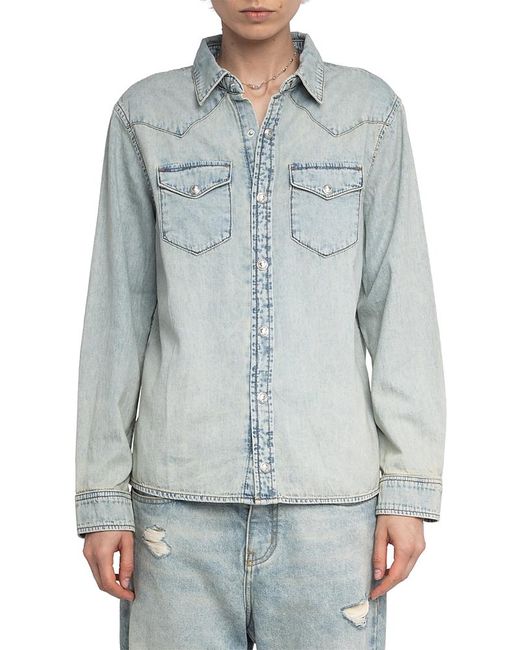 Zadig & Voltaire Blue Saby Studded Denim Jacket