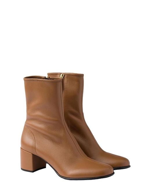 Prada Brown Stretch Nappa Leather Booties
