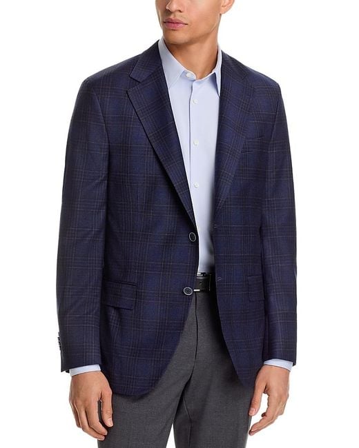 Peter Millar Blue Brushed Plaid Hyperlight Regular Fit Soft Jacket for men