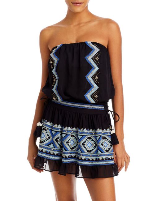 Ramy Brook Alyssa Embellished Mini Dress Swim Cover - Up in Blue | Lyst