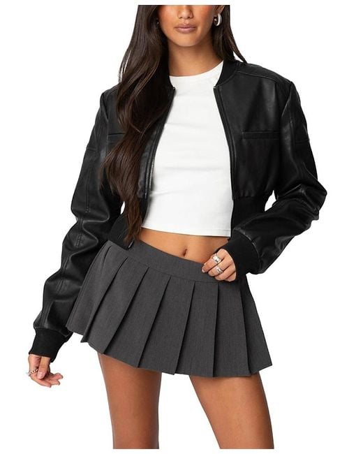 Edikted Black Cropped Bomber Jacket