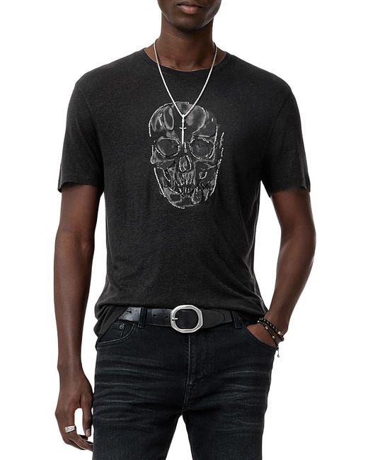 John Varvatos Black Chain Skull Tee for men
