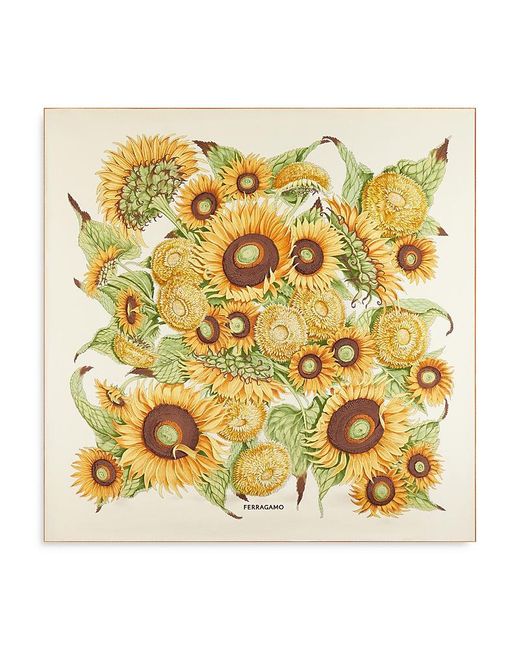 Ferragamo Metallic Sunflower Print Silk Scarf