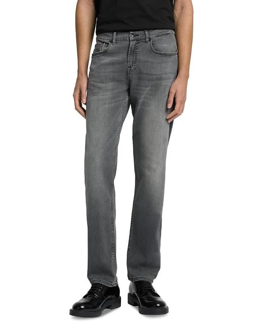 7 For All Mankind Black Slimmy Slim Straight Fit Jeans for men