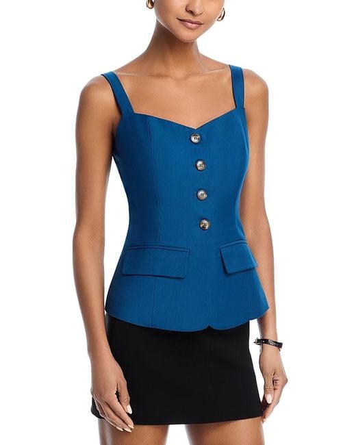Aqua Blue Square Neck Tank Vest