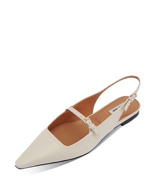 Reike Nen Leather Pointed Toe Slingback Flats in White - Lyst