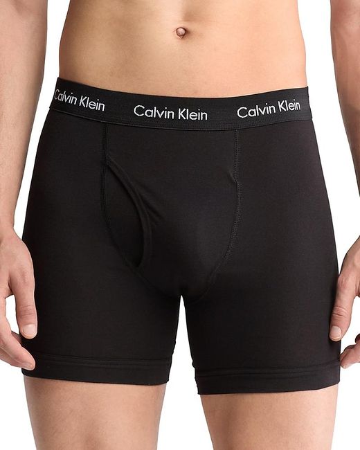 Calvin Klein Black Cotton Stretch Moisture Wicking Boxer Briefs, Pack Of 3 for men