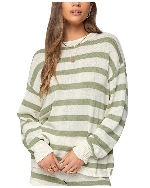 Edikted Gray Amaris Oversized Striped Knit Sweater