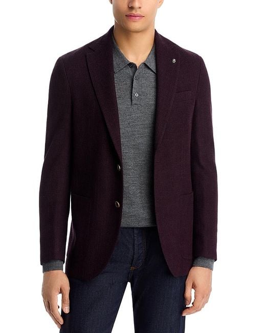 Jack Victor Blue Hampton Textured Jersey Regular Fit Unstructured Sport Coat for men
