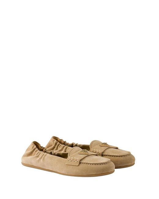 Prada Metallic Suede Loafers