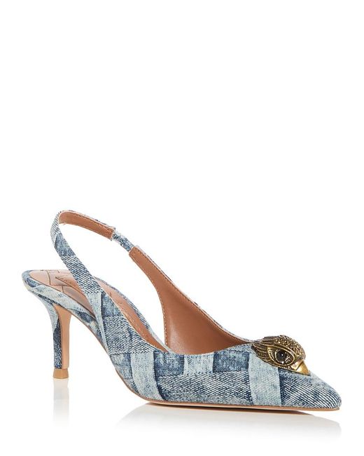 Kurt Geiger Blue Belgravia Denim Patchwork Slingback Pumps
