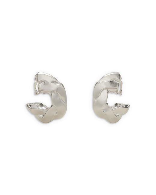 Cult Gaia White Hammered Structural Large Clip On Hoop Earrings