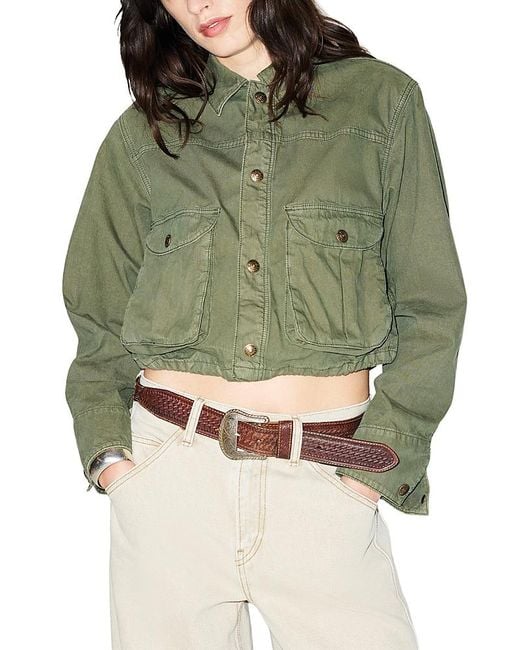 Re/done Green Jessie Cropped Jacket