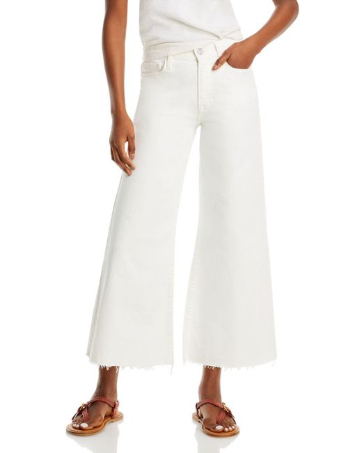FRAME Le Palazzo High Rise Cropped Wide Leg Jeans In Au Natural in ...