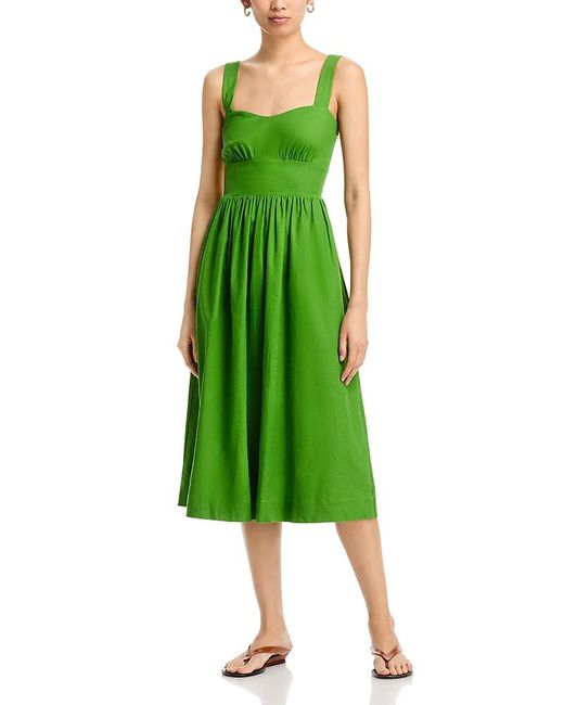 fcuk green dress French Connection Aspen Linen Sweetheart Midi in PATTERN: STRIPES