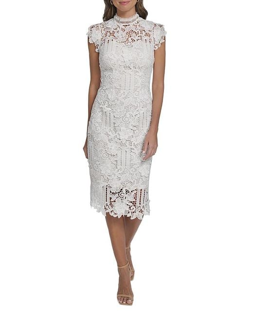 white mini lace dress Billie V-Neck Lace Mini Dress