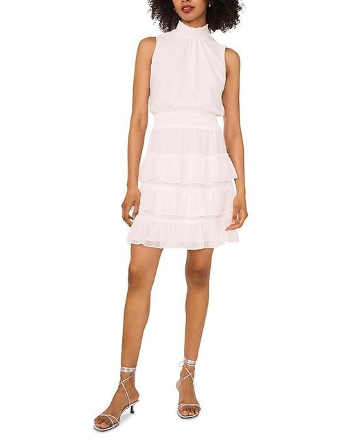 1.STATE White Mock Neck Sleeveless Dress