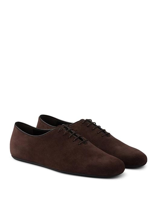 Prada Brown Suede Laced Shoes for men