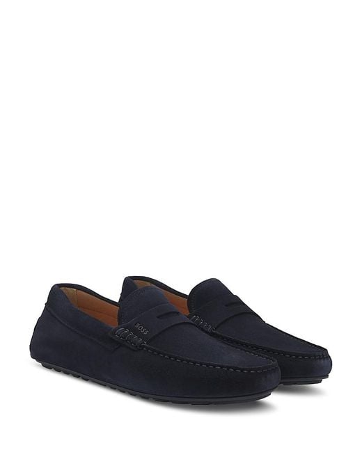 Boss Blue Noel Slip On Penny Loafer Moccasins for men
