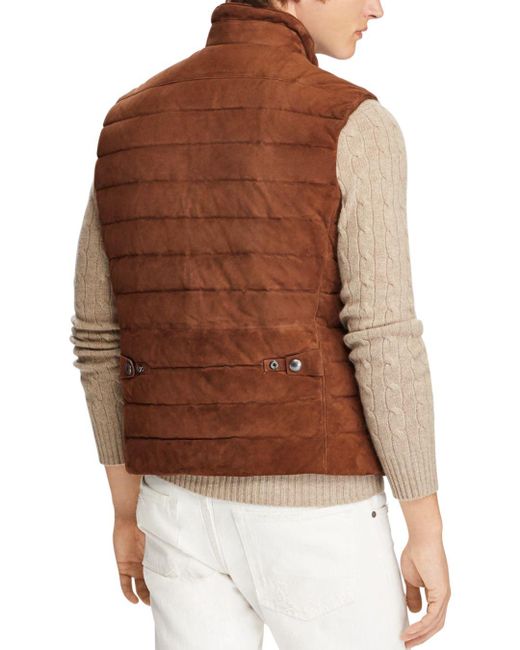 ralph lauren quilted suede vest
