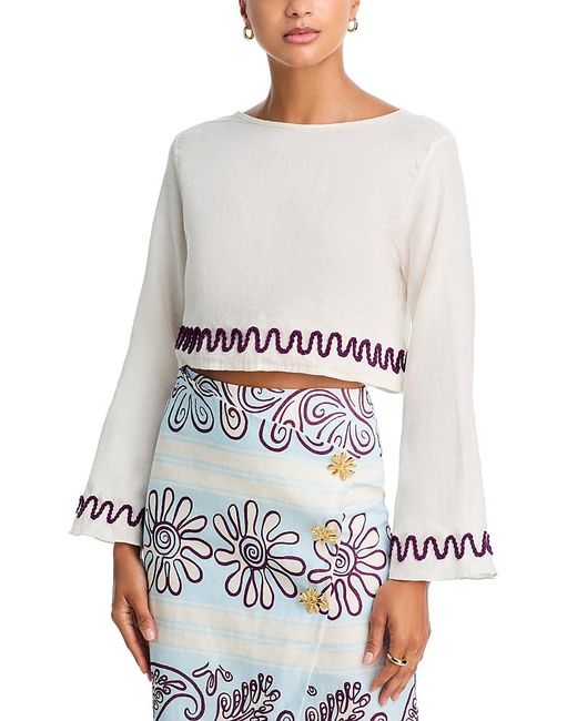 Cala De La Cruz White Clavel Cropped Top