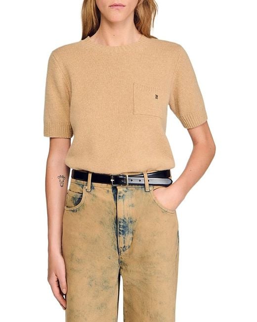 Sandro Blue Short Sleeve Sweater