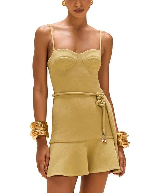 PATBO Yellow Jade Knit Mini Dress