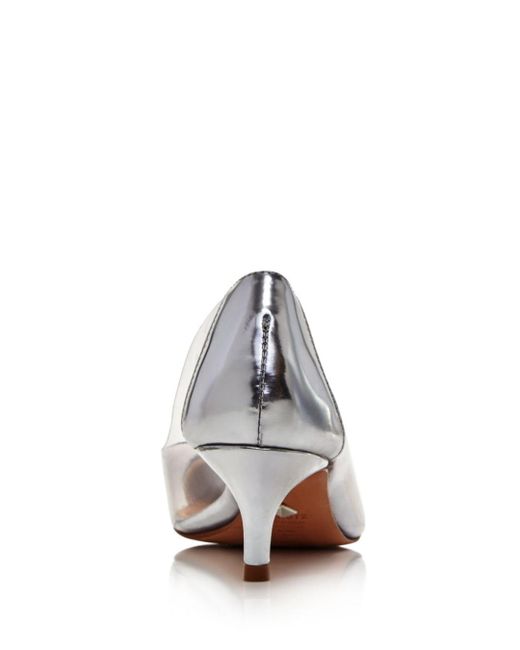SCHUTZ SHOES Women's Cyou See - Through Kitten Heels in Metallic | Lyst