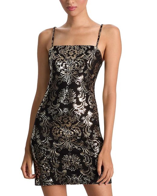 alice and olivia black floral dress Black And White Short Sleeve Midi Dress – FARM Rio main image 1