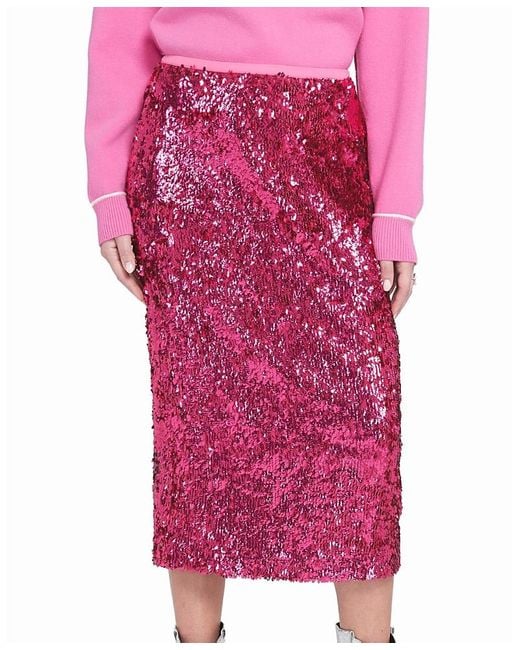 Elle Collection Pink Elle Sequin Midi Skirt