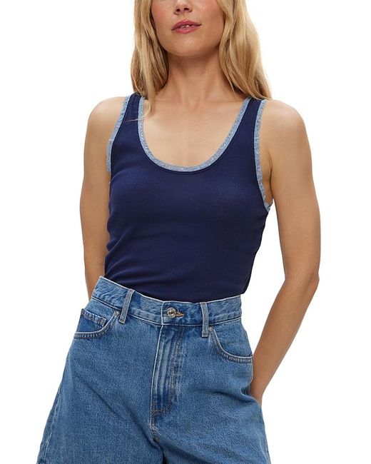 Michael Stars Blue Miley Contrast Trim Tank