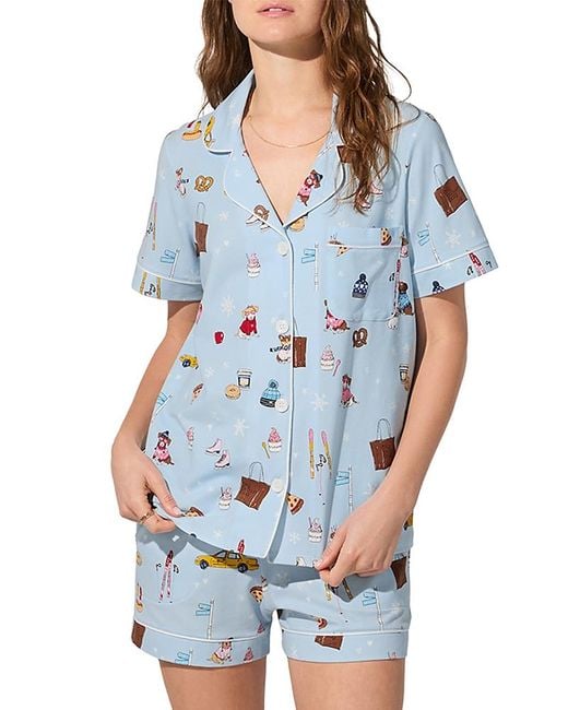 Bedhead Blue Printed Short Pajama Set