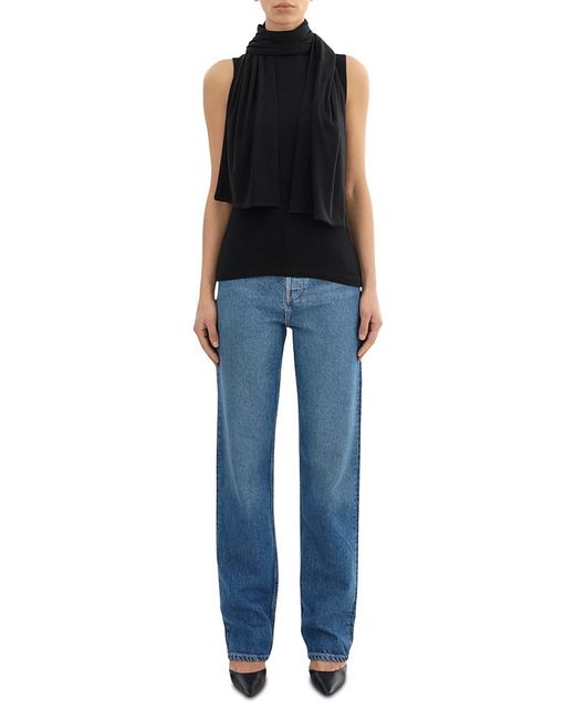 Lamarque Blue Mock Neck Sleeveless Top
