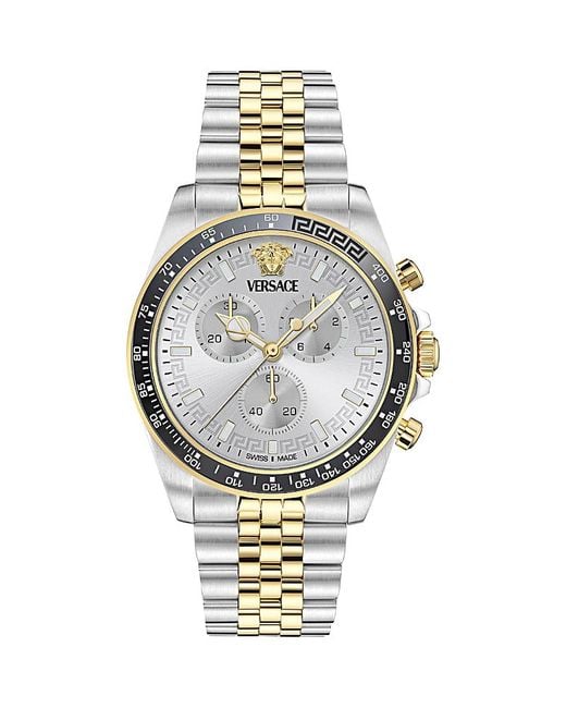 Versace Metallic Greca Chrono Wave Chronograph Watch, 43Mm