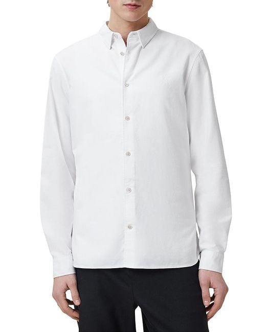 AllSaints White Haven Slim Fit Brushed Oxford Shirt for men