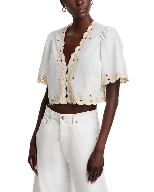 Rails White Cataluna Scalloped Blouse