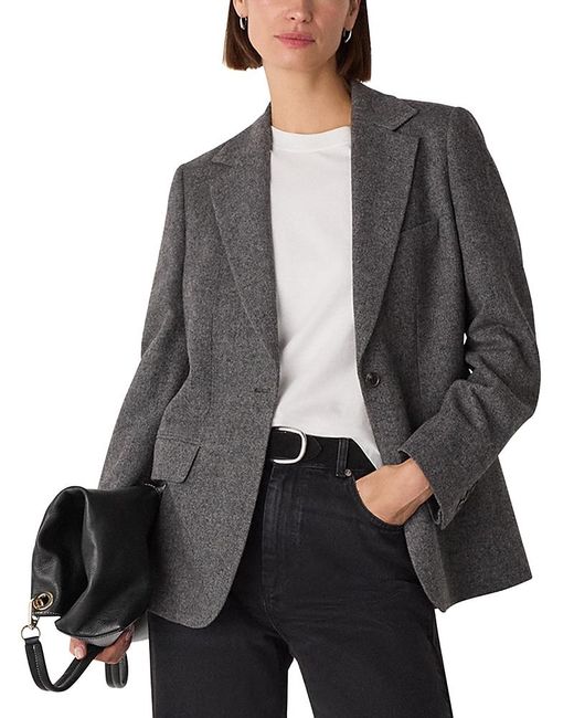 Whistles Gray Herringbone Blazer